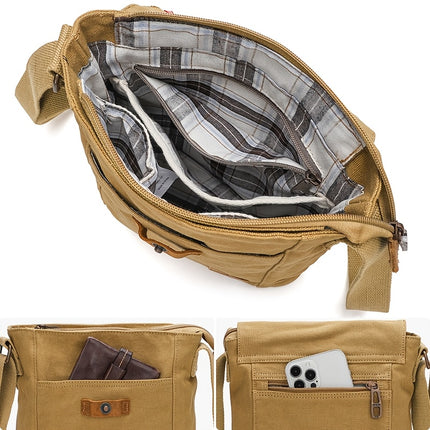 Casual Canvas Messenger Bag, Korean Style Vertical Flat Crossbody Shoulder Bag with Adjustable