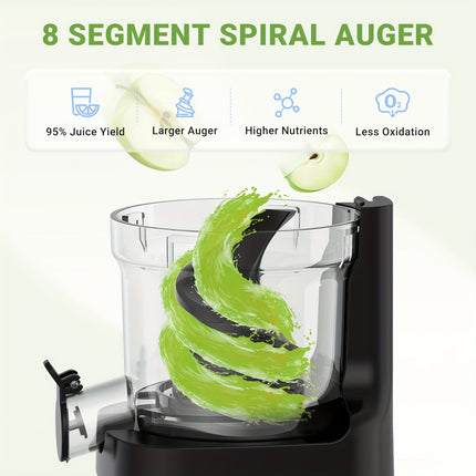 Fruit & Vegetable Masticating Extractor | No Pre-Cutting Required  Stainless Steel Cold Press Juicer