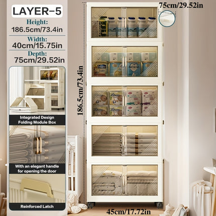 1pc40.01cm multi-layer multifunctional folding storage cabinet, with huge storage space