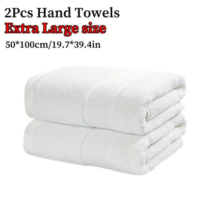 2pcs Extra Large Cotton Hand towels 50*100cm/19.7*39.4in, solid color Cotton 450GSM soft