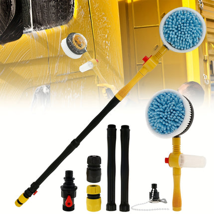 360° Spin Head Long Handle Auto Rotating Car Wash Brush Kit - Multifunctional