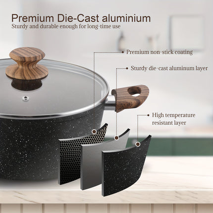 16 Pieces Pots and Pans Sets - Nonstick Cookware Set with Utensils and Steamer