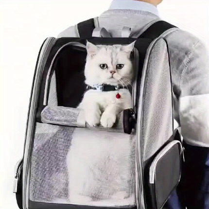 Portable Pet Backpack Carrier - Breathable & Foldable Double Shoulder Bag for Cats