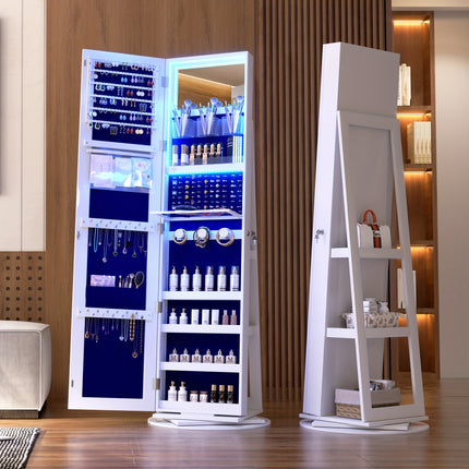 Jewelry Armoire - Sturdy and Stable Free-Standing Design with Soft and Energy-Efficient LED Lighting