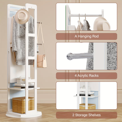 360° Swivel Jewelry Armoire - Rotatable Full Length Mirror With Jewelry Storage,
