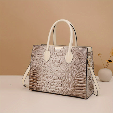 Handbag with Golden-Tone Hardware, Detachable Shoulder Strap & Zipper Closure