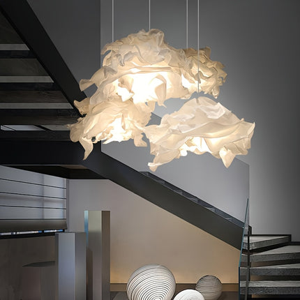 Modern Paper Cloud Chandelier - Stylish DIY Paper Lamp Shade with Warm Yellow Light