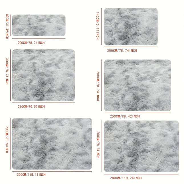 1pc, Tie-Dye Water Gray Long Plush Mat, Upgraded Soft and Comfortable Premium