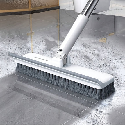 2-in-1 Heavy-Duty Floor Scrub Brush with Long Handle Stiff Bristle Scrubber & Scraper for Bathroom