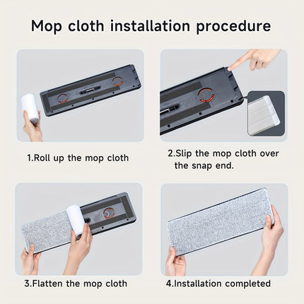 Mop and Bucket Set, Stainless Steel & Plastic, Manual, No Electricity Needed, with Wet and Dry Flat Mops