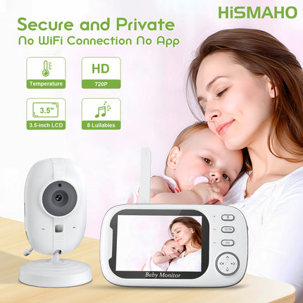 Baby Monitor with 720P Camera, 3.5-inch LCD Screen, Wireless 900-foot Transmission Range,