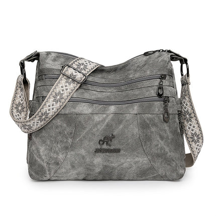 Women'S Retro Bohemian Crossbody Bag with Adjustable Strap - Solid Color Olive Green Tote Handbag
