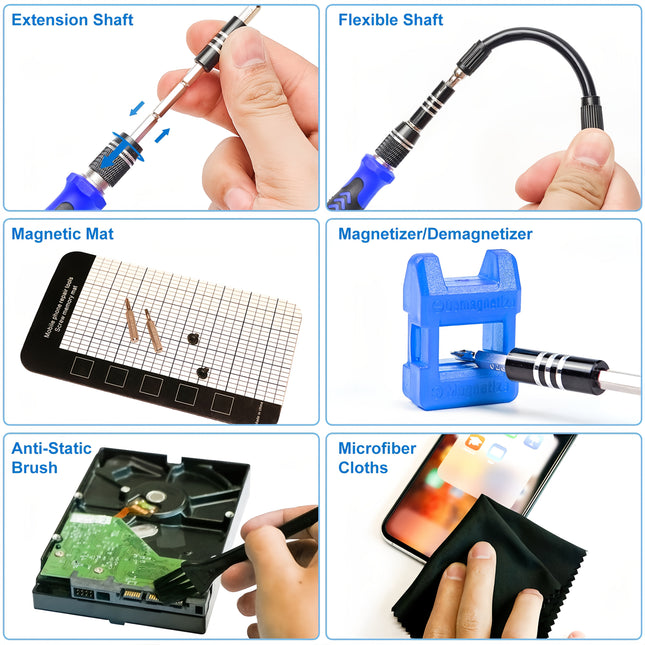 Precision Screwdriver Set 124pcs Electronics Tool Kit with 101 Bits Magnetic Screwdriver Set