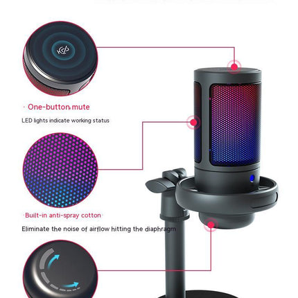 Condenser Microphone RGB Colorful Live Broadcast Wired Microphone