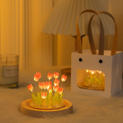 10pcs Tulip Night Light Set - Bedroom Artistic Floral Decoration, Luminous Tabletop Embellishment