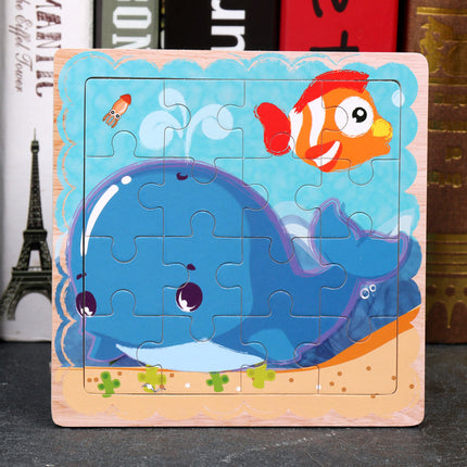 Large Wooden 9-piece Flat Puzzle Toy For Children