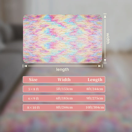 Fluffy Tie-Dye Carpet - Soft Pastel Pink, Yellow, Green, Purple, Orange, Red, Brown,Rugs Living Room