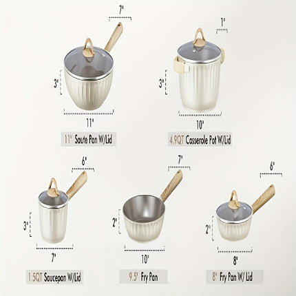 Cookware Sets, Non Stick Induction Cookware Kitchen Cooking Set w/ Frying Pans & Saucepans,