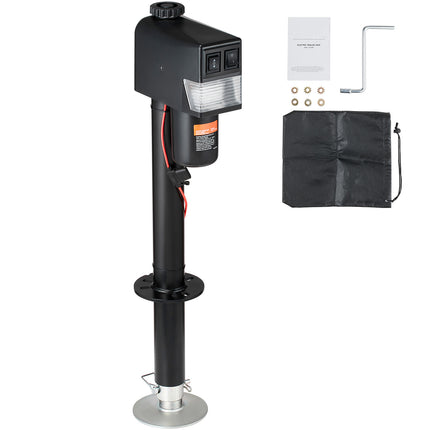 Electric Trailer Jack, Power Tongue Jack Weight Capacity 3500 lbs, 9.84'-33.85' Electric Tongue Jack with Waterproof Cover for Lifting RV Trailer, Horse Trailer, Utility Trailer, Yacht Trailer