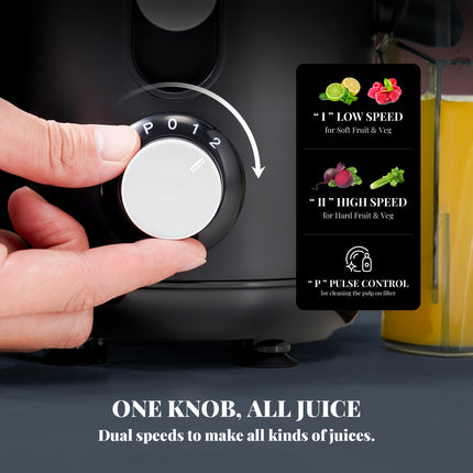 Centrifugal Juice Machine with Large 65mm Feed Chute For Fruit and Vegetable, 3-Speed Modes