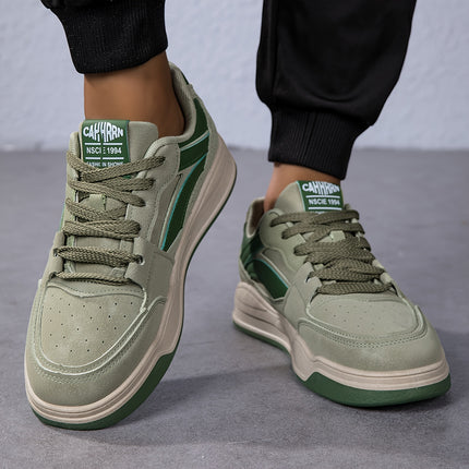 Men'S Spring Casual Sneakers - Height-Boosting Skate Shoes with Vibrant Green & Beige Colorway,