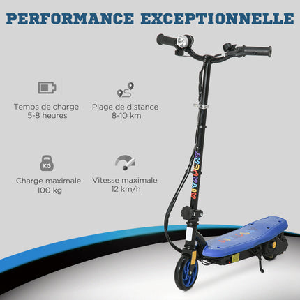 Foldable 120W Electric Scooter for Kids Ages 7-14, Max Speed 12 km/h, Max Range 10 km, Blue