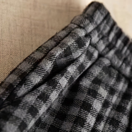 Winter Vintage Plaid Skirt for Women, Casual High-Waisted Thick Mid-Length Winter Dress.