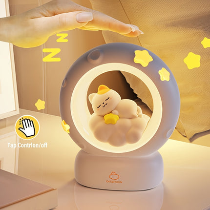 1pc Sleeping Cat Night Light, USB Rechargeable Companion Sleeping Lamp,