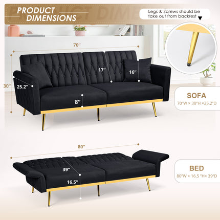 Sofa Bed Featuring Adjustable Arm And Back Rests, a Cozy Futon Loveseat with a Button-Tufted Style,