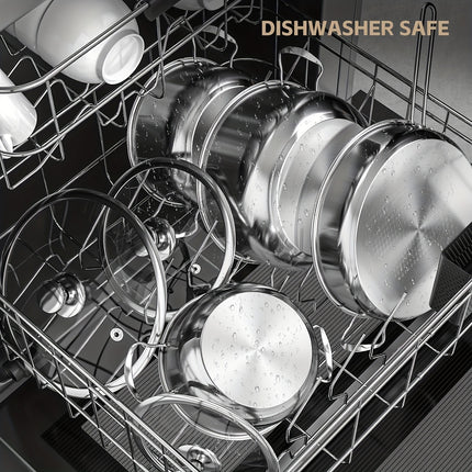 Stainless Steel Pots And Pans Set, 11-piece Induction Cookware Set With Steamer,