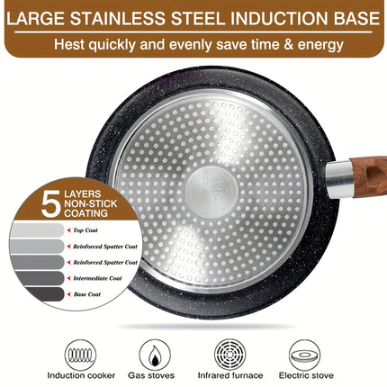 12-Piece Granite Non-Stick Cookware Set - Premium Induction Ready Cooking Pan Set,