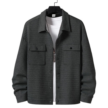 Men's Casual Jacquard Plaid Baggy Coat Shirt