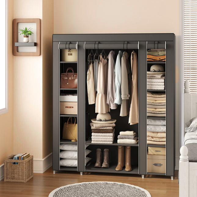 Wardrobe Closet, Storage Cabinet for Bedroom, Clothing Rack with Fabric Cover, Clothing Storage