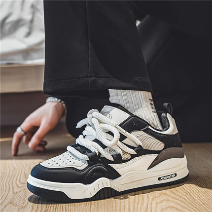 Comfortable Round-Toe Board Shoes with  /Super Fiber Upper & Rubber Sole, Lace-Up Casual Athletic Wear Suitable