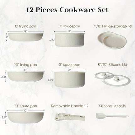 Cookware Set - Pots and Pans Set with Detachable Handle, Induction, Dishwasher Oven Safe