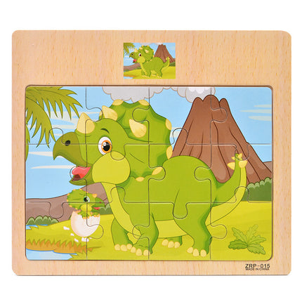 Wooden 12-piece Puzzle Puzzle Infant Children Early Childhood Educational Toys Animal Transportation Wooden Puzzle Toy