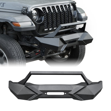 X Style Front Bumper with Winch Plate Compatible with Wrangler JK (2007-2017) Heavy Duty Black Textured Manganese Steel Construction, Perfect for On and Off-Road Used