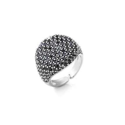 Full-diamond Round Open Geometric Zircon Ring