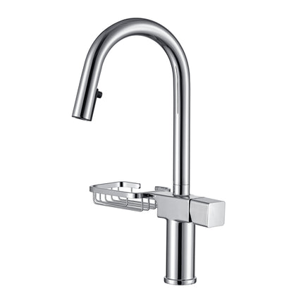 CINCOSKY High Arc Pull-Down Kitchen Faucet - Single Hole Stainless Steel Modern Sink Faucet in Chrome