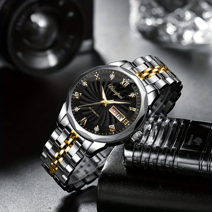 A Stylish Automatic Mechanical Watch for Men with a Calendar, Luminous Hands