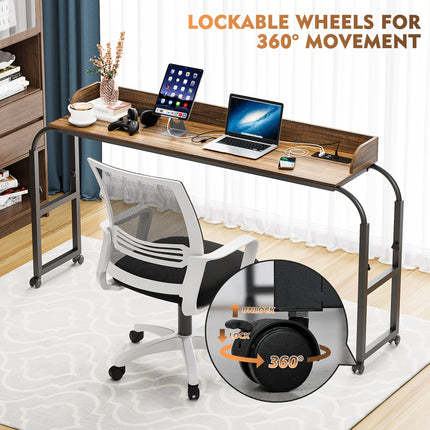 Modern LED Overbed Table with Charging Station & Smart Sensor