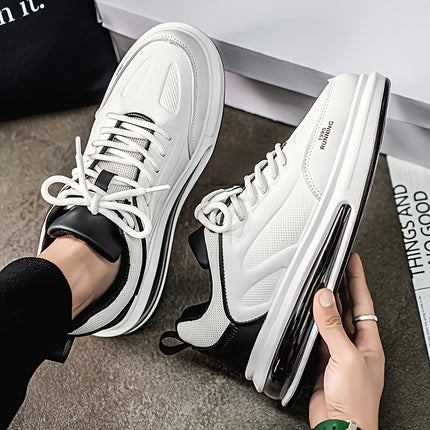Men's Low-Top Sneakers - PU Upper & Rubber Sole, All-Season Lace-Up Casual Shoes