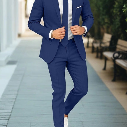Men's New Linen Single Row One Button Suit