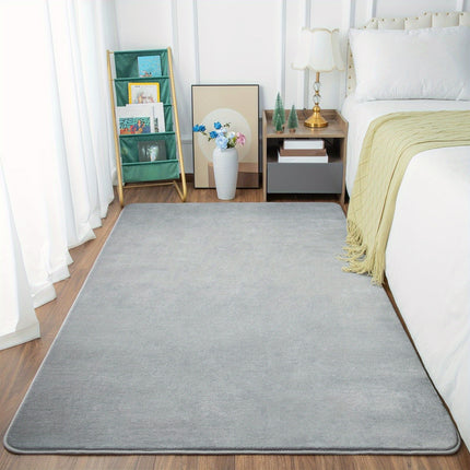Gray Large Living Room Mat 1pc Coral Velvet Short Pile Soft Minimalist Bedroom Mat Kitchen Mat