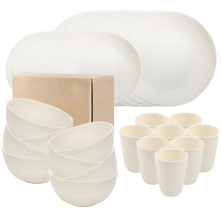 32pcs Plastic Tableware Set, Including Dinner and Side Dishes for Birthday Parties & Restaurants