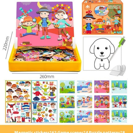 Magnetic Puzzle Children's Puzzle Magnetic Stickers Toys Wooden