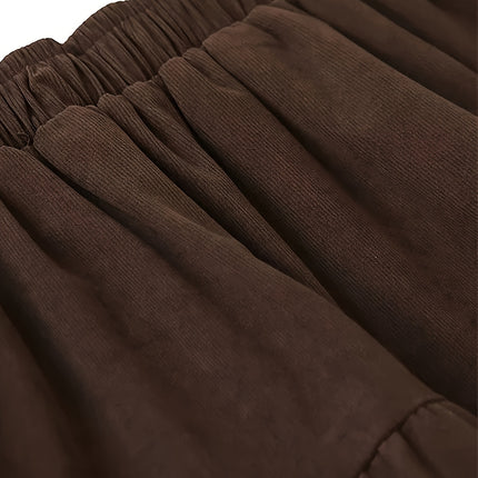 Thick Corduroy Women's Skirt, Autumn and Winter Pleated Cake New Long Dress, Patchwork A-Line Dress