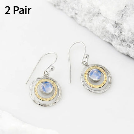 New Fashion Retro Toroidal Three-Dimensional Hollow Emerald Earrings