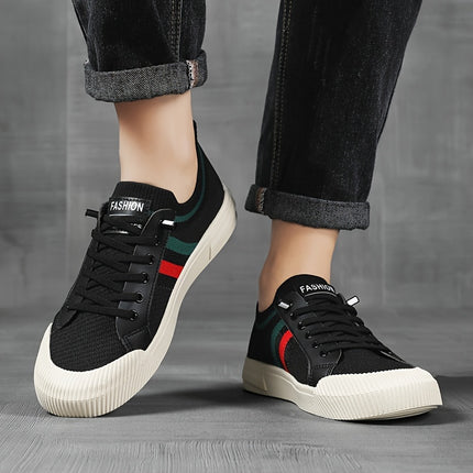 Breathable Lightweight Men's Casual Sneakers | Low-Top Lace-Up Design with Fabric Upper & PVC Sole,