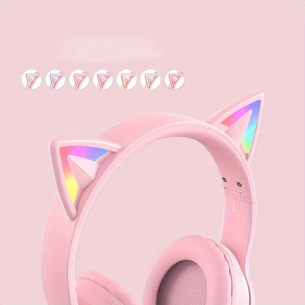 Gaming Headset with Cat Ears, Bluetooth, Noise Cancelling, High-Quality Sound, Cute Design